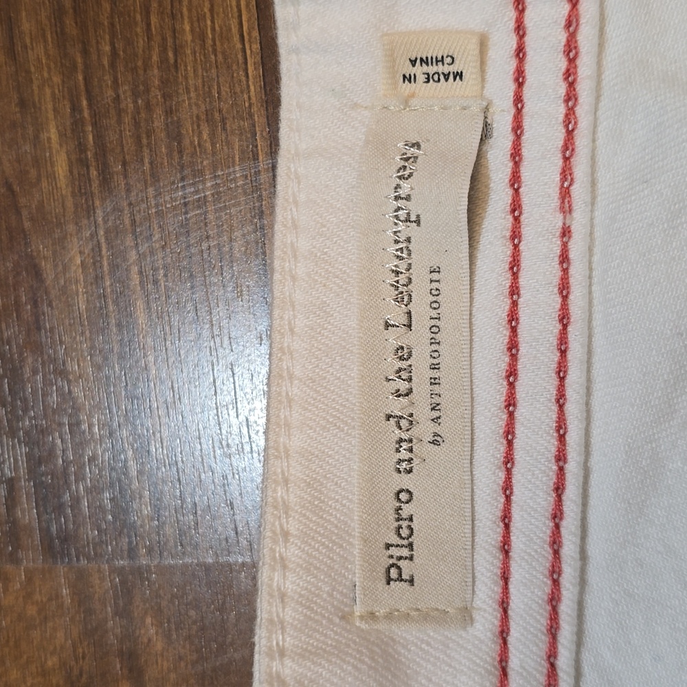 Pilcro and the Letterpress Cropped Off White Pants with Wide Cuff - Picture 4 of 11